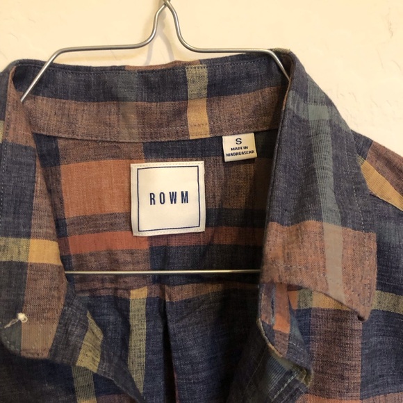 ROWM Mens Button Up Plaid Shirt Size S In Denim Blue Tones Perfect For The Fall! - Picture 4 of 8